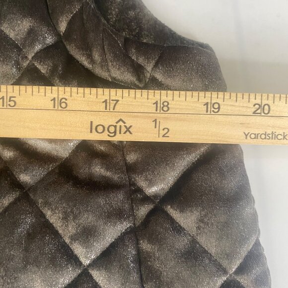 Athleta Quilted Metallic Puffer Vest Womens M Brown Gold Bronze Full Zip Layerin - Picture 10 of 12